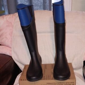 Tommy Hilfiger Black and Blue Winter Rain Boots